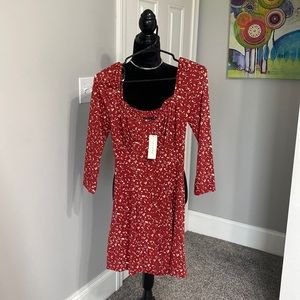 Red flowered dress